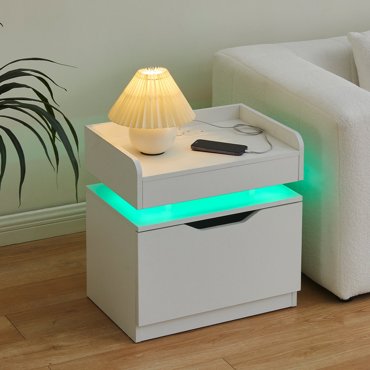 Bedside table with store led lights