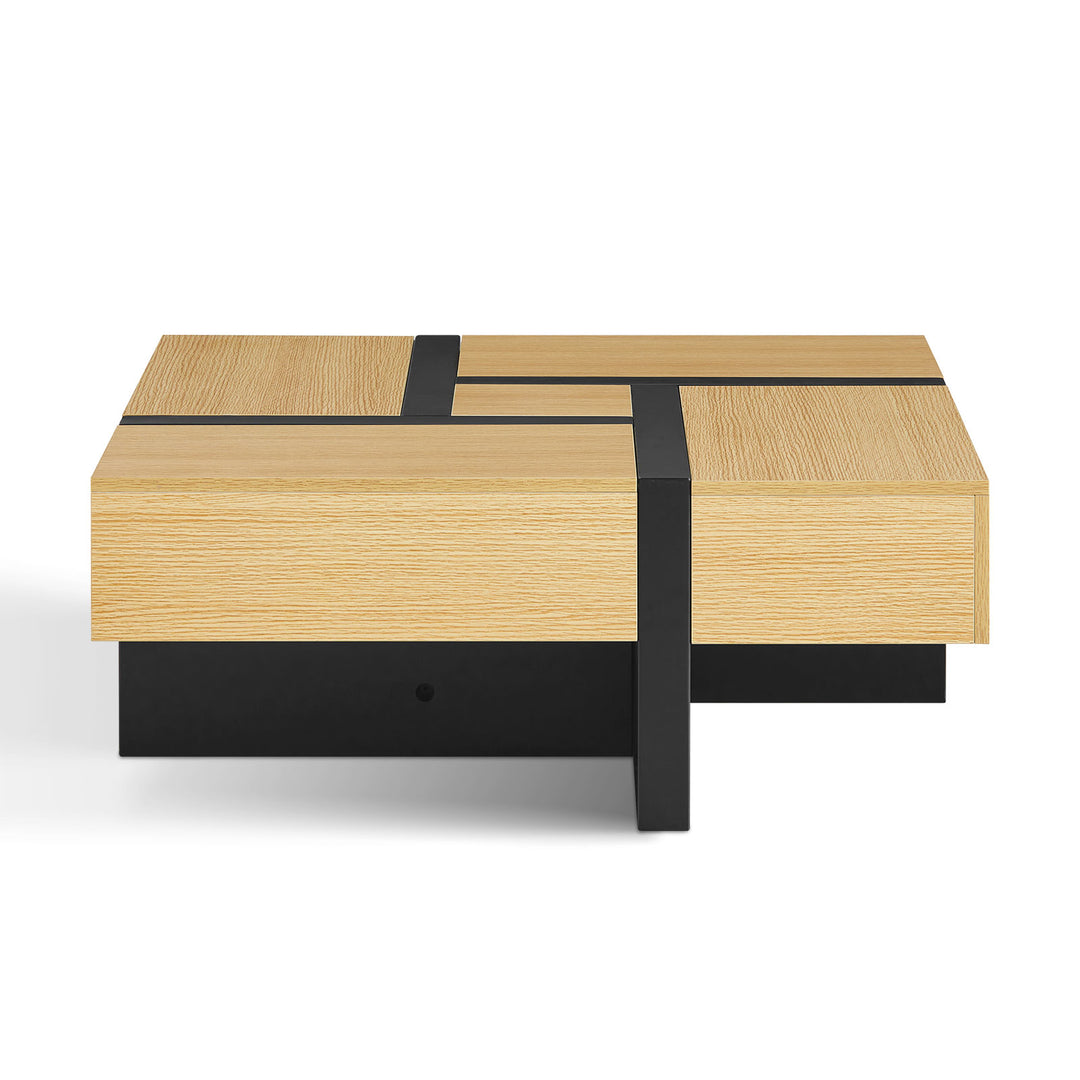 Modo Mid Century Square Coffee Table [4 Drawers][Hidden Storage Spaces]