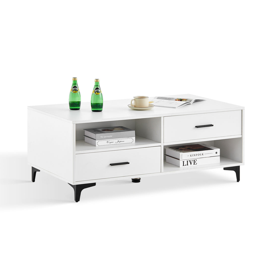 Adamo Stylish Coffee Table with Hidden Compartments and Open Shelf