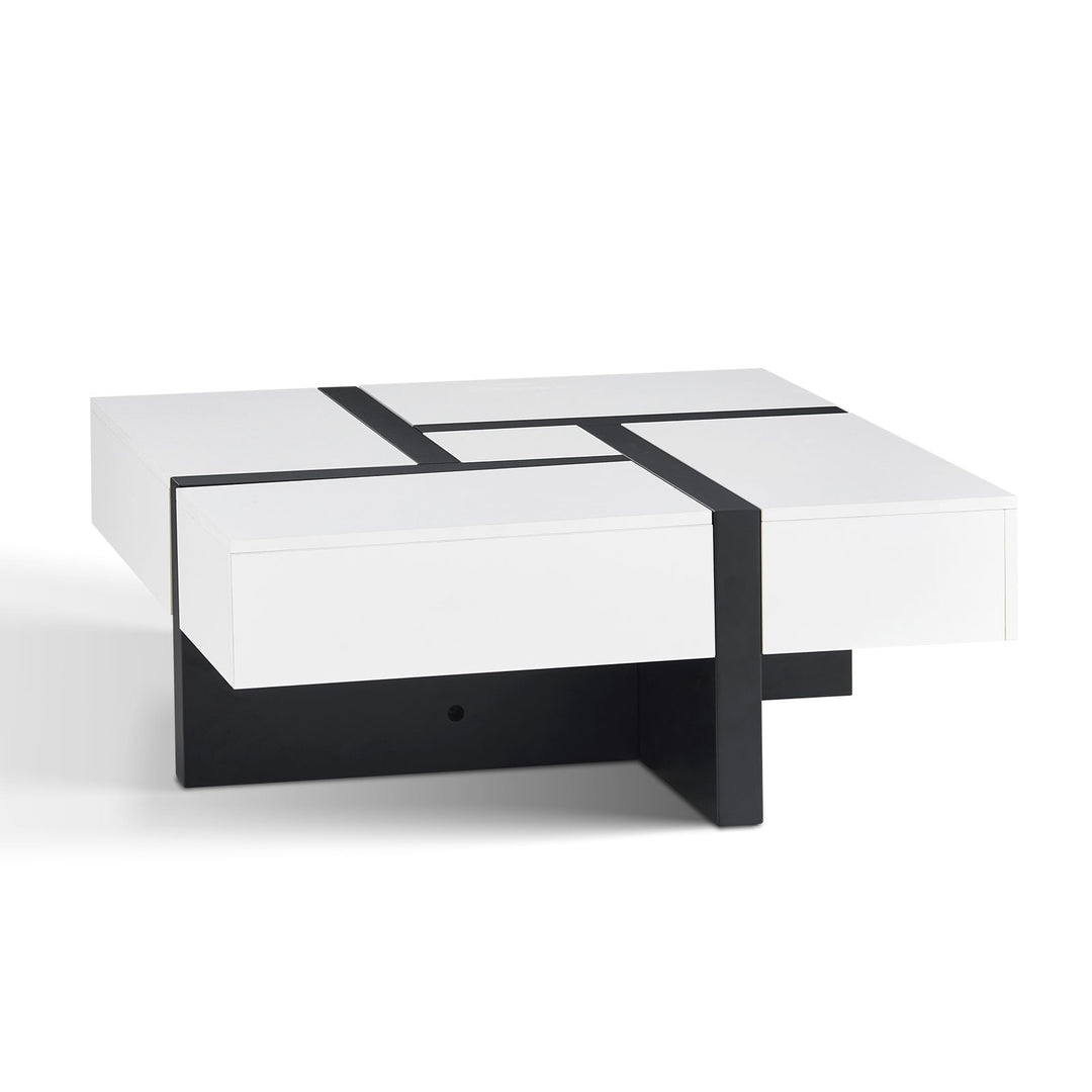 Modo Mid Century Square Coffee Table [4 Drawers][Hidden Storage Spaces]