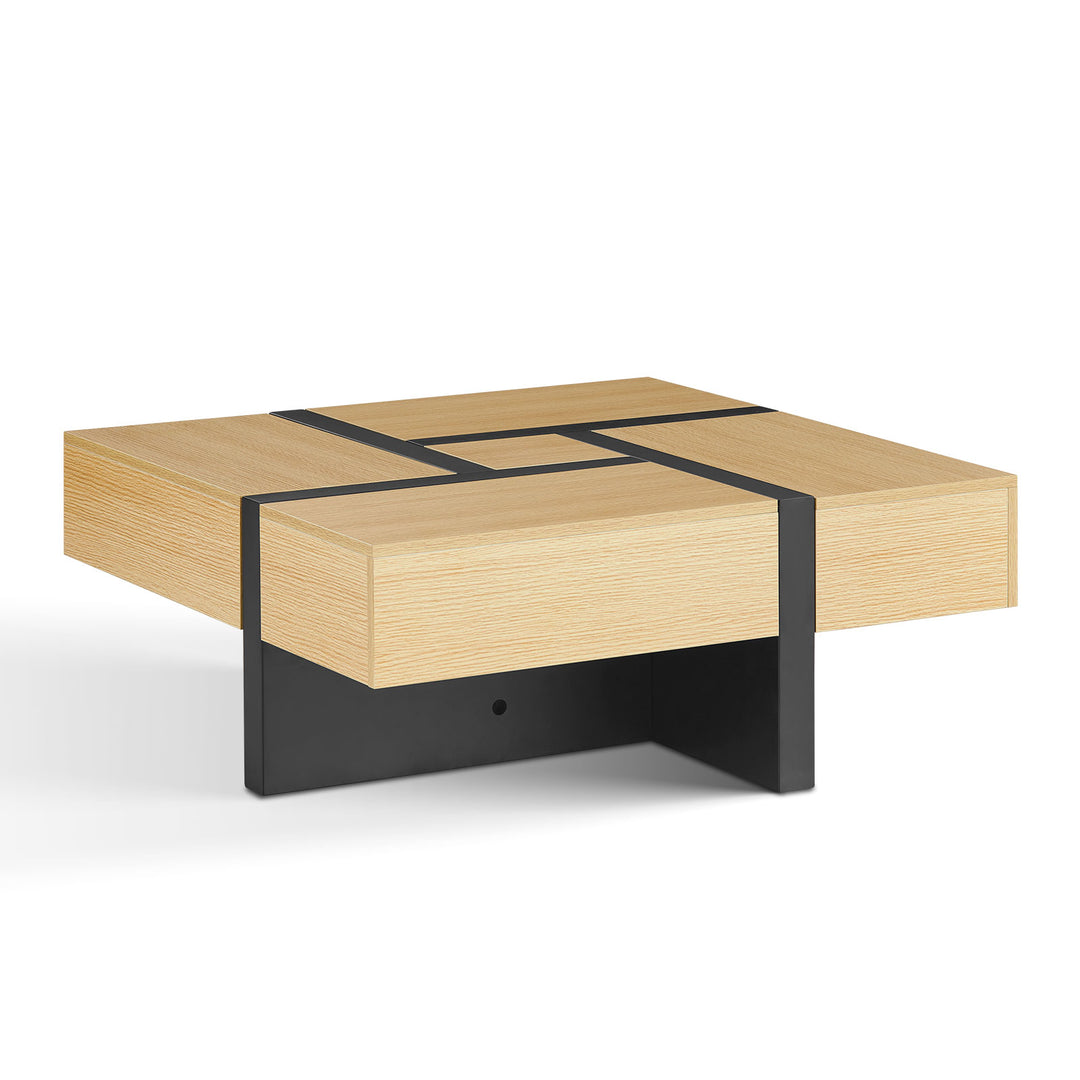 Modo Mid Century Square Coffee Table [4 Drawers][Hidden Storage Spaces]