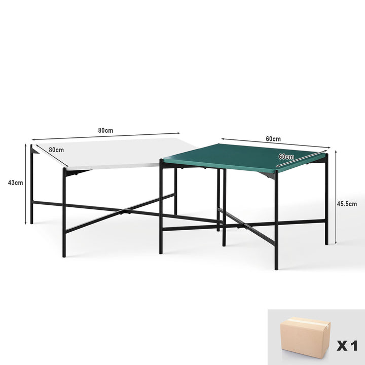 Arol 2-Piece High Gloss Square Nesting  Coffee Table Set