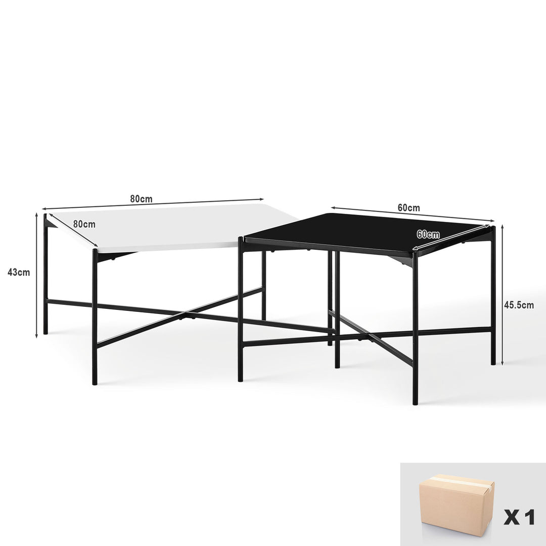 Arol 2-Piece High Gloss Square Nesting  Coffee Table Set