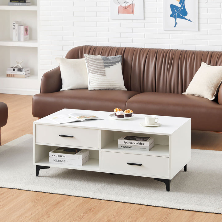 Adamo Stylish Coffee Table with Hidden Compartments and Open Shelf