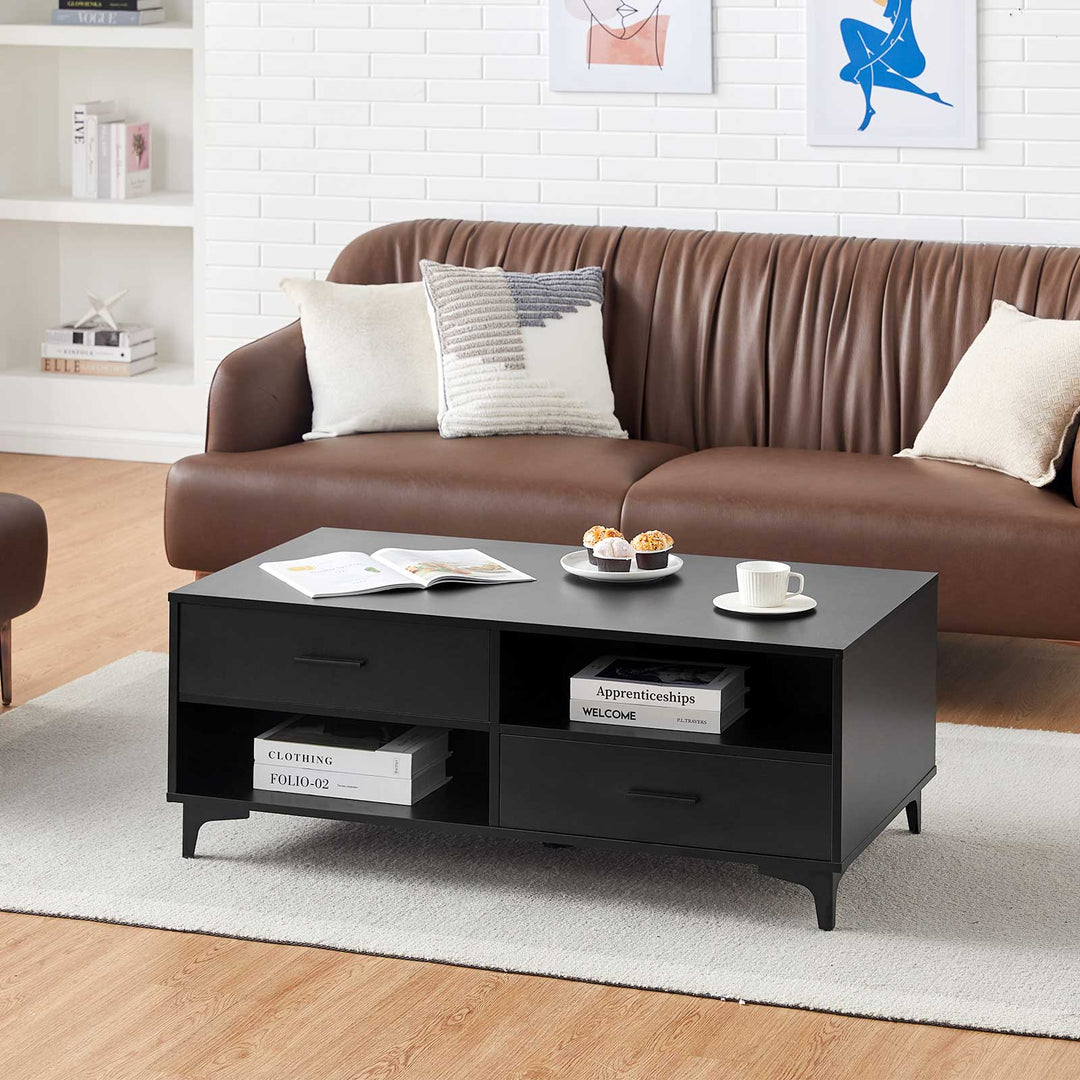 Adamo Stylish Coffee Table with Hidden Compartments and Open Shelf