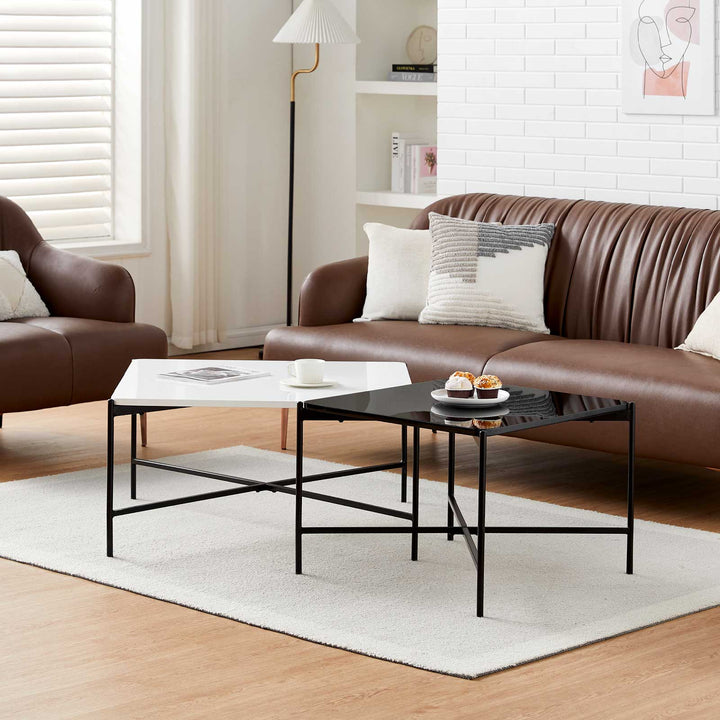 Arol 2-Piece High Gloss Square Nesting  Coffee Table Set