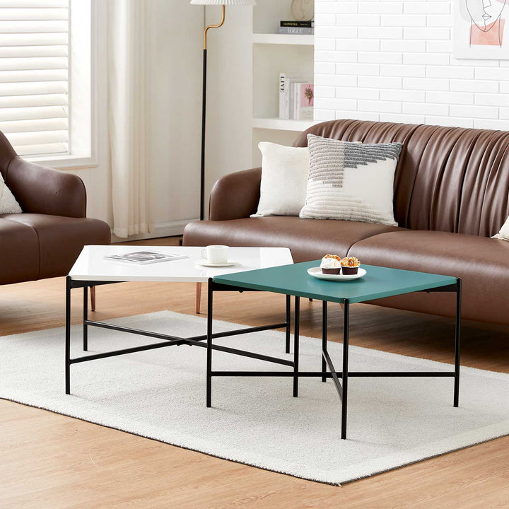 Arol 2-Piece High Gloss Square Nesting  Coffee Table Set