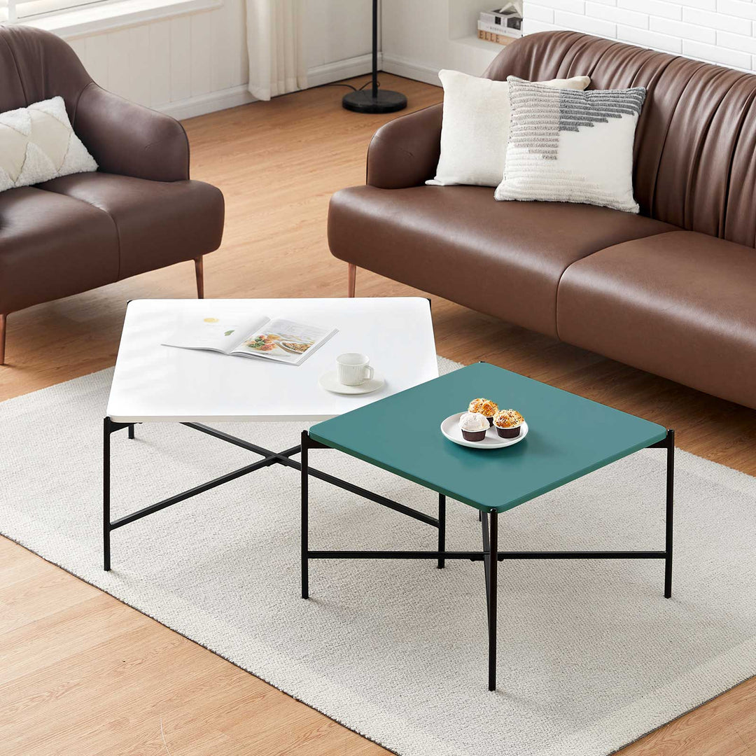 Arol 2-Piece High Gloss Square Nesting  Coffee Table Set