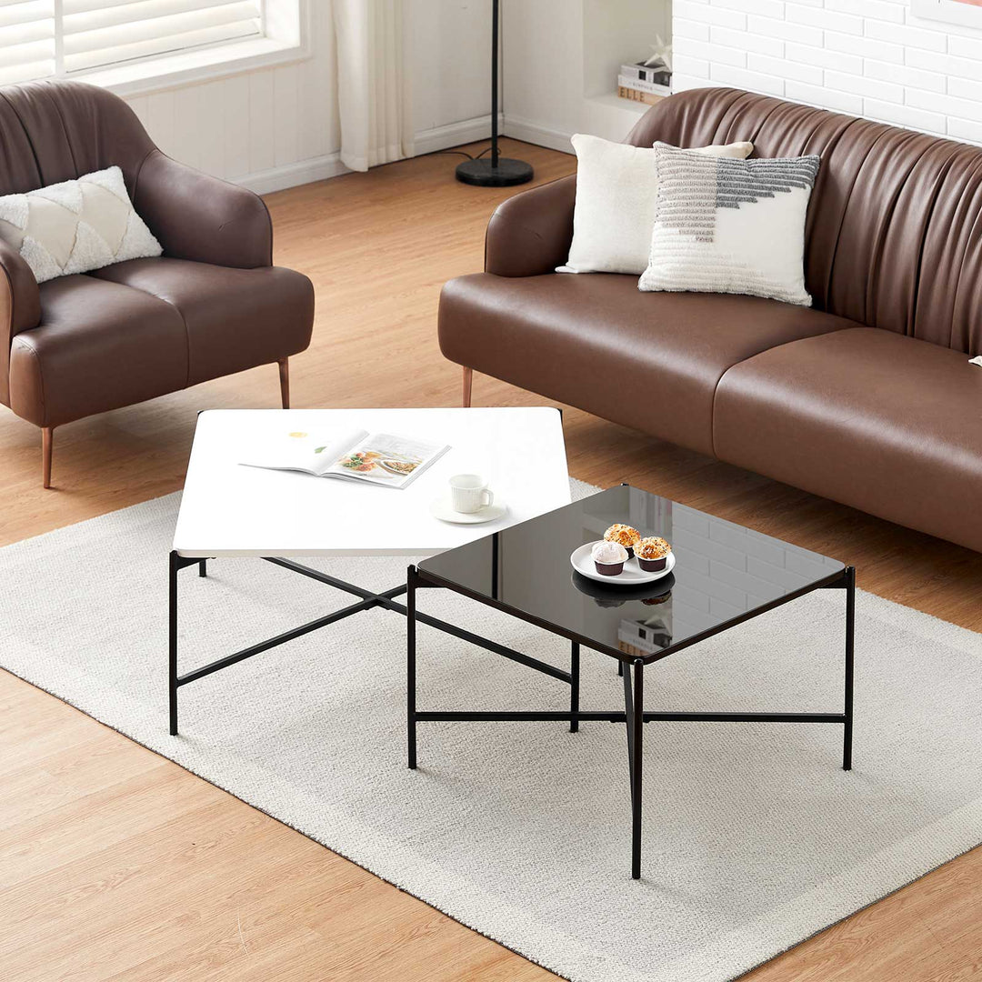 Arol 2-Piece High Gloss Square Nesting  Coffee Table Set