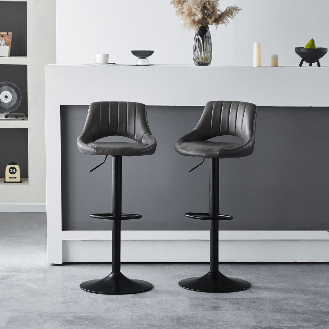 Bastos Swivel Bar Stool [Set of 2] [Height Adjustable] [PU Leather]