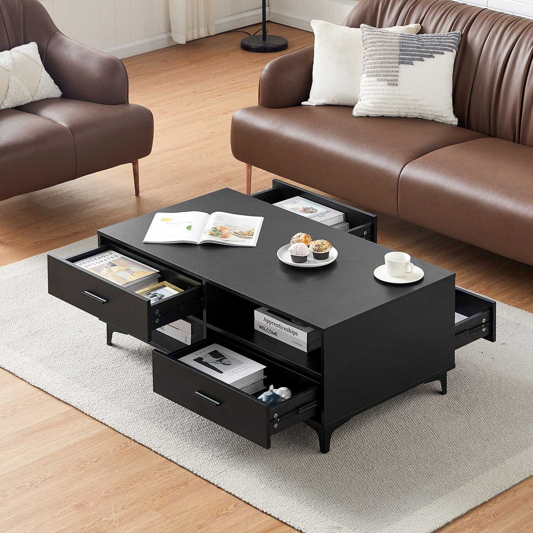 Adamo Stylish Coffee Table with Hidden Compartments and Open Shelf