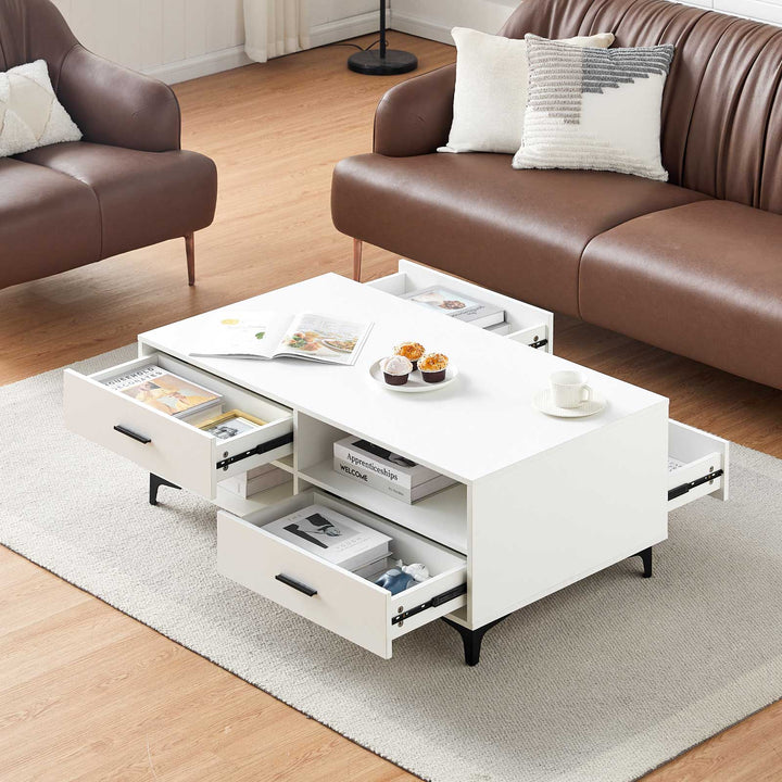 Adamo Stylish Coffee Table with Hidden Compartments and Open Shelf