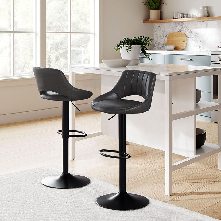 Bastos Swivel Bar Stool [Set of 2] [Height Adjustable] [PU Leather]