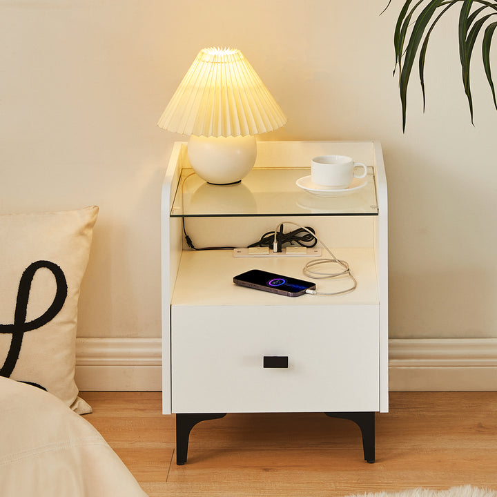 Aidan Smart LED Bedside Nightstand [USB Port]