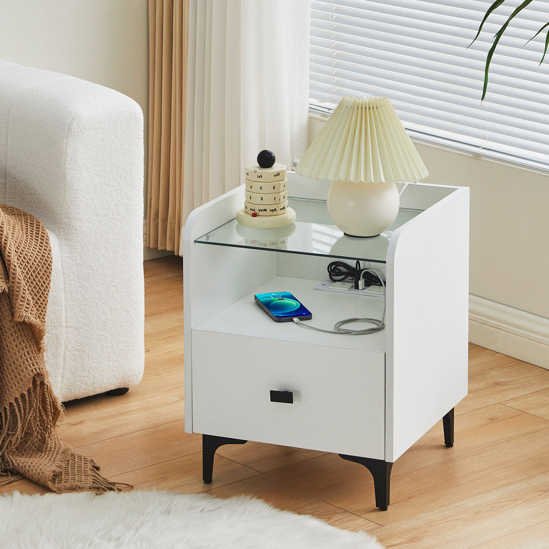 Aidan Smart LED Bedside Nightstand [USB Port]