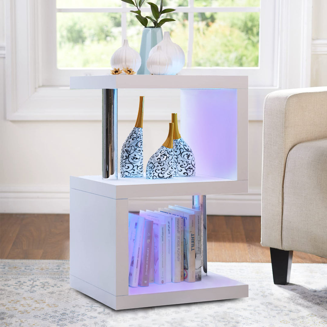 Artez S-Shaped LED Light Bedside Table