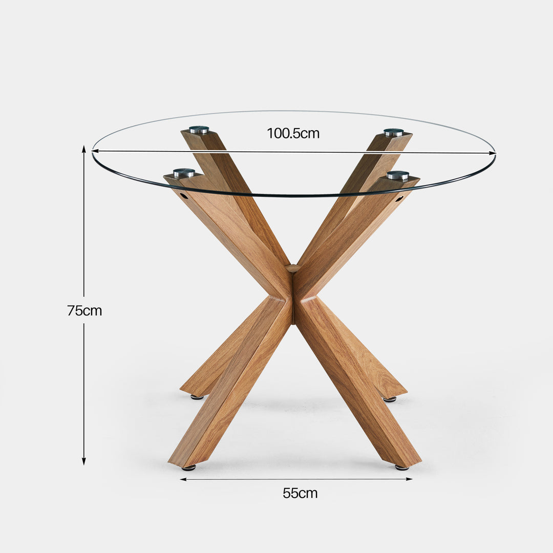 Gillam Round Dining Table [Clear Glass Top][For 4-6]