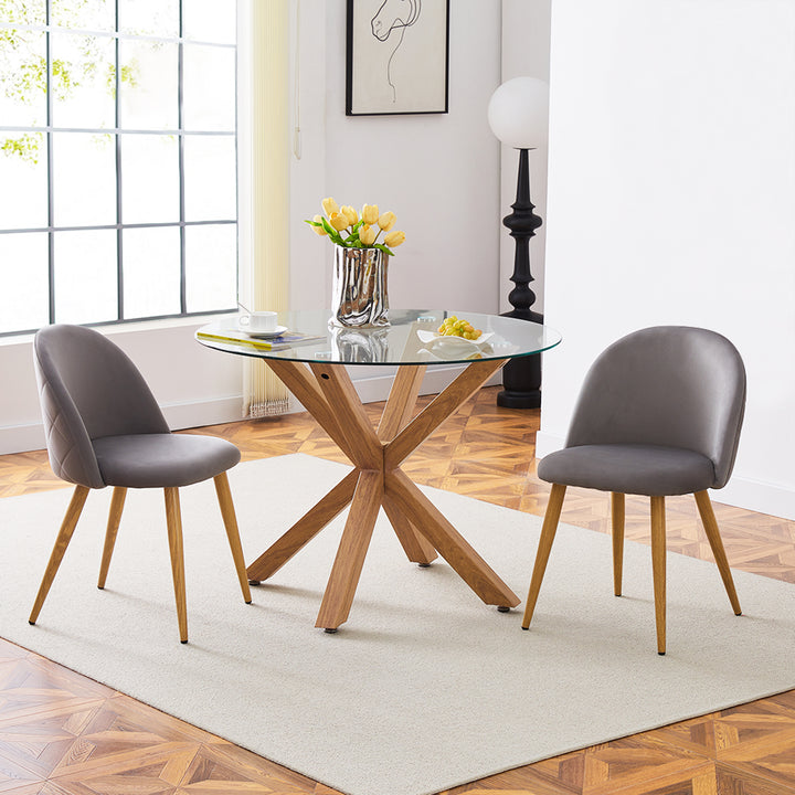 Gillam Round Dining Table [Clear Glass Top][For 4-6]