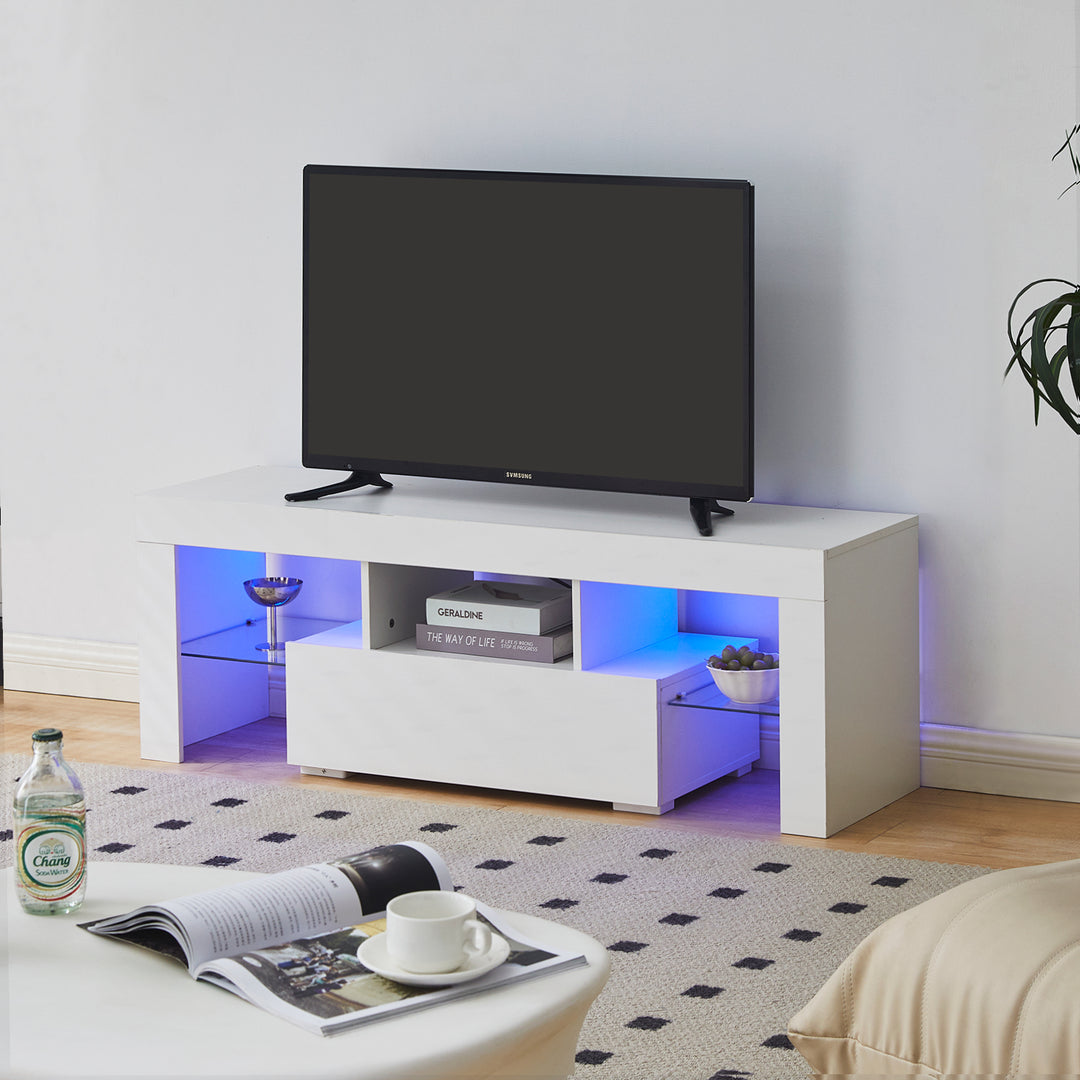 Gwen Led Light TV Stand Cabinet [Tempered Glass][TV Up to 60 Inch]