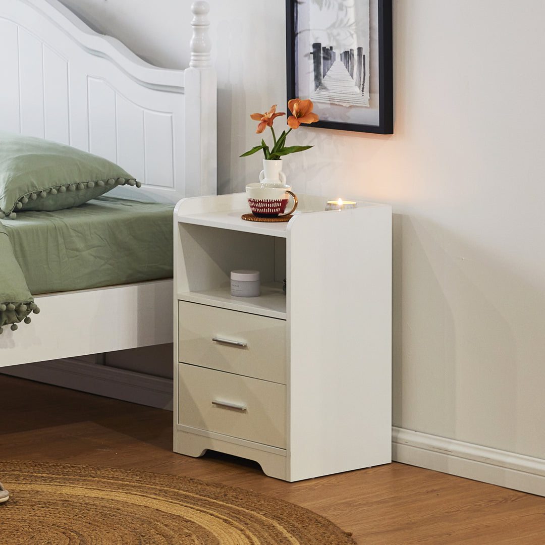 Kody LED Light Bedside Table [Charging Station][Nightstand]