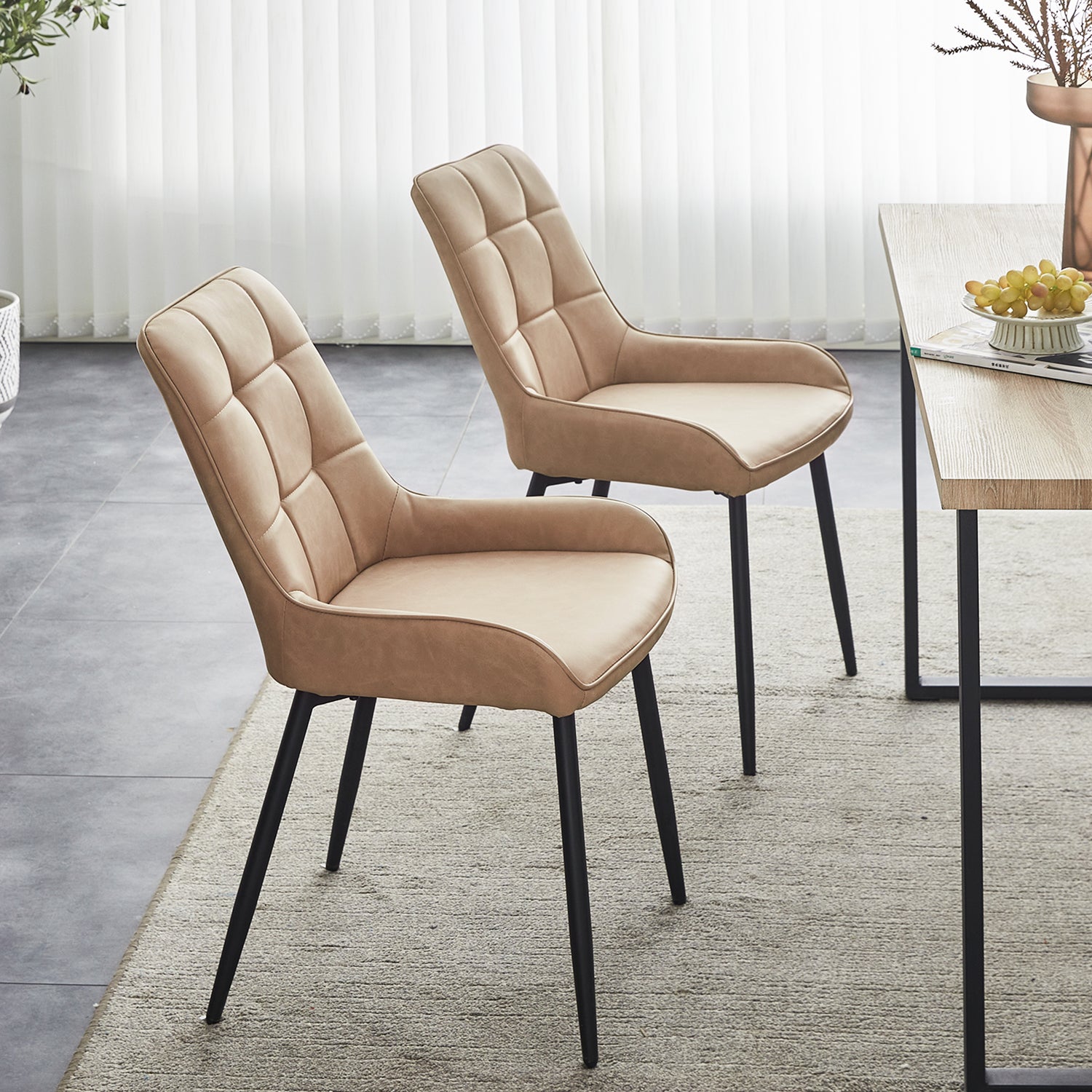 Modern Velvet Narrow Straight Back Dining Chair Set of 2 CLIPOP