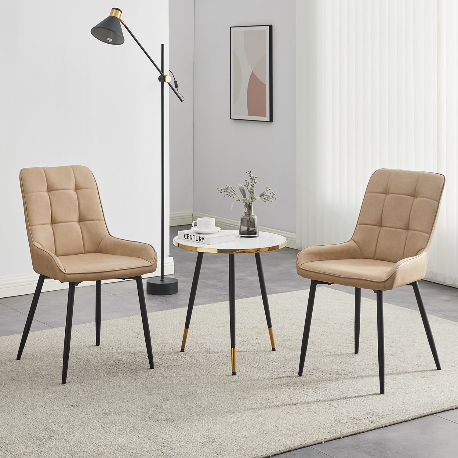 Modern Velvet Narrow Straight Back Dining Chair Set of 2 CLIPOP