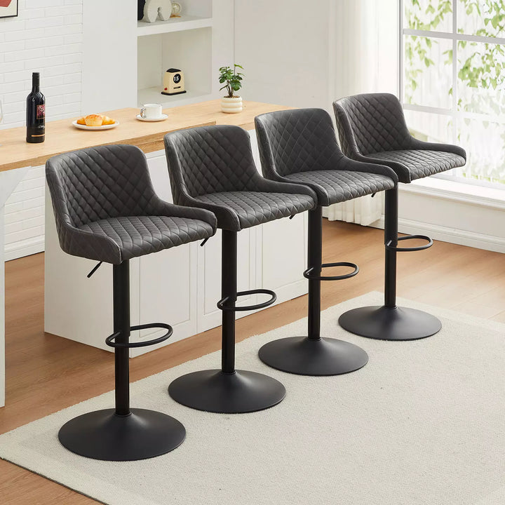 Dundas Swivel Bar Stools [Set of 2] [PU Leather] [Height Adjustable]