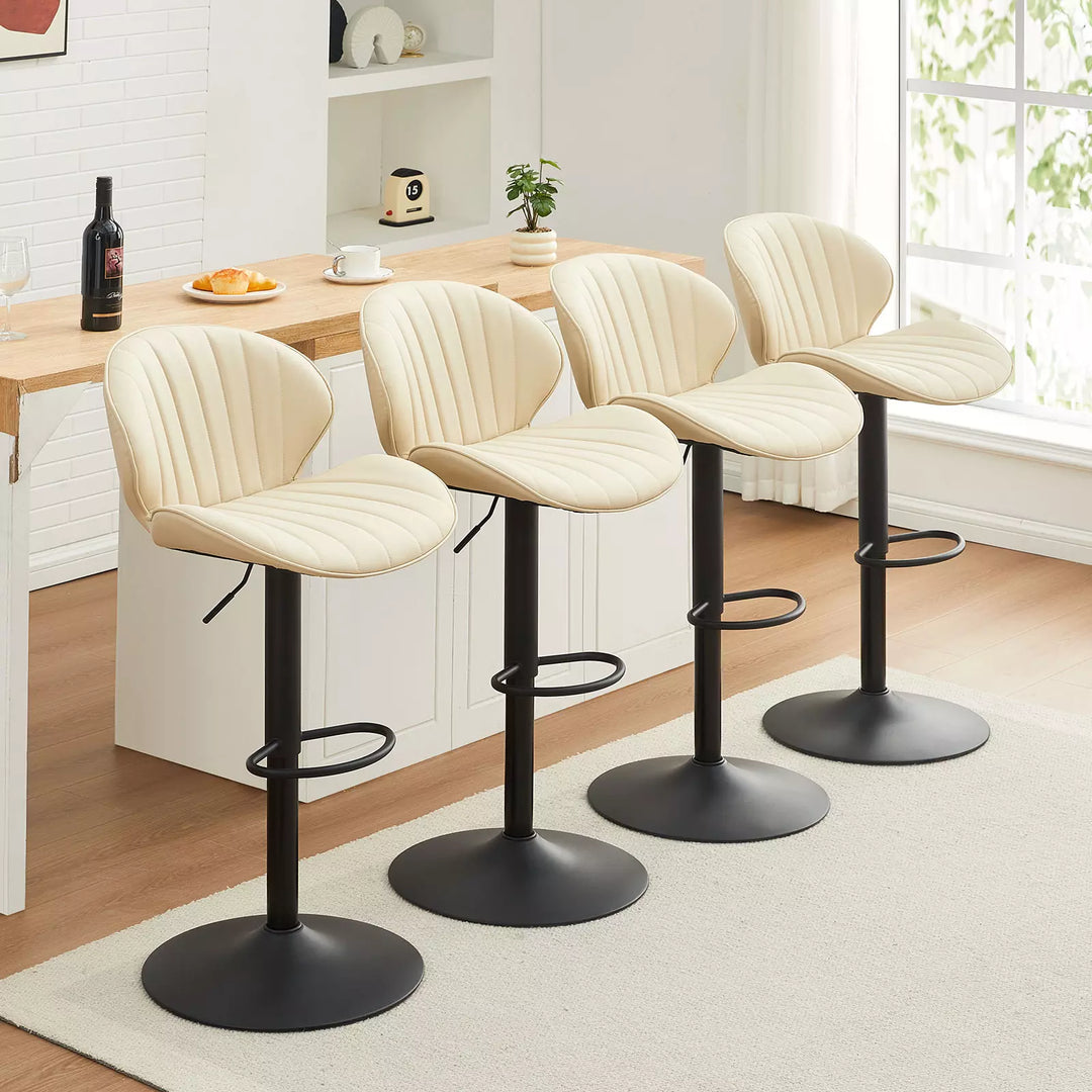 Caryol Swivel Bar Stool [Set of 2] [Height Adjustable] [PU Leather]