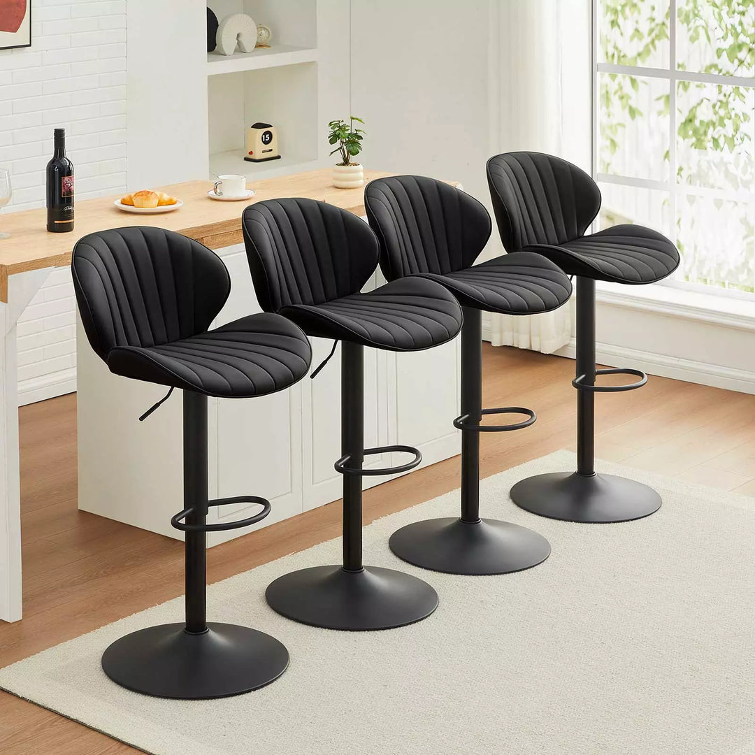 Caryol Swivel Bar Stool [Set of 2] [Height Adjustable] [PU Leather]