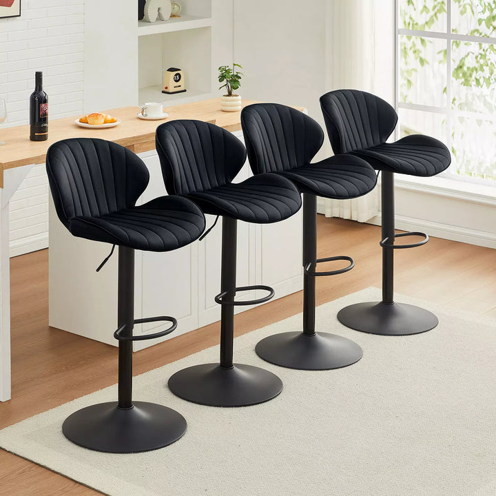 Caryol Swivel Bar Stool [Set of 2] [Height Adjustable] [Velvet]