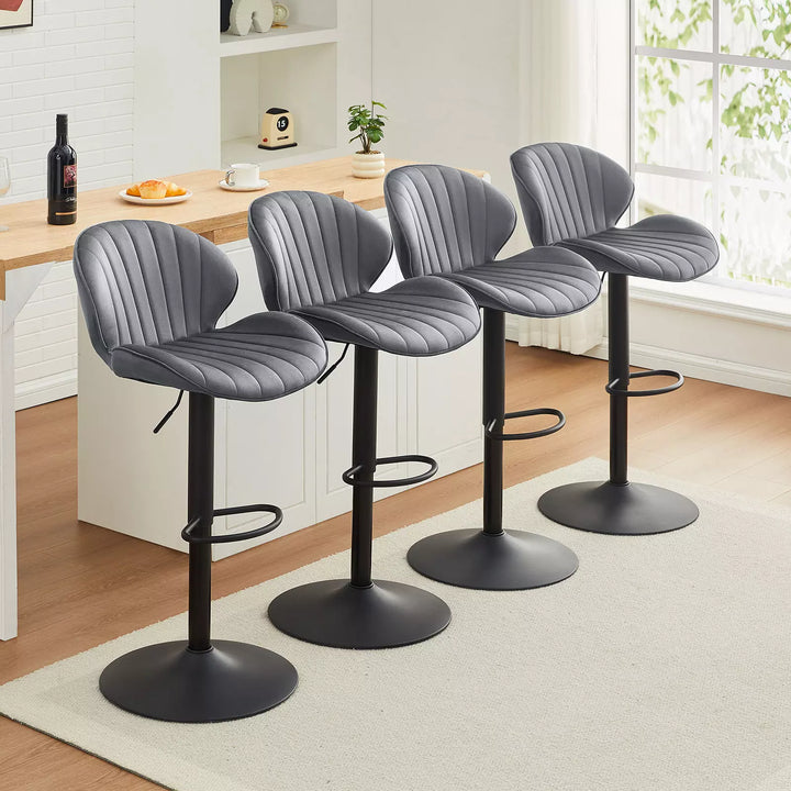 Caryol Swivel Bar Stool [Set of 2] [Height Adjustable] [Velvet]