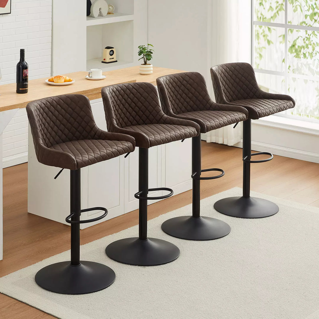 Dundas Swivel Bar Stools [Set of 2] [PU Leather] [Height Adjustable]