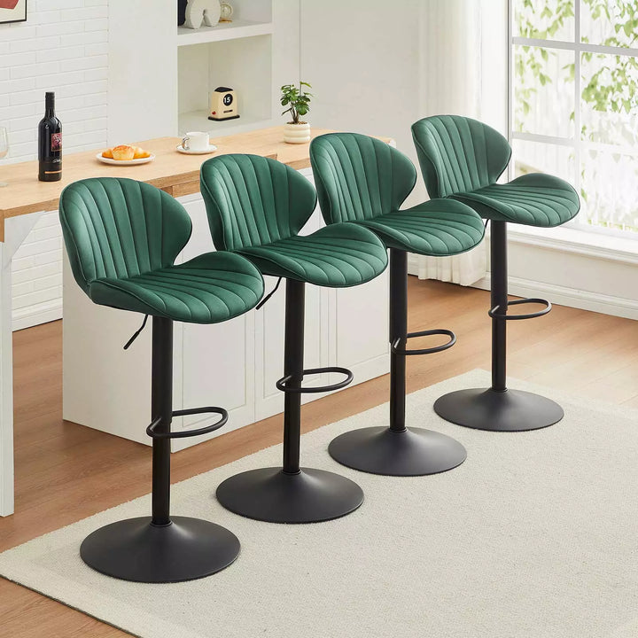 Caryol Swivel Bar Stool [Set of 2] [Height Adjustable] [Velvet]