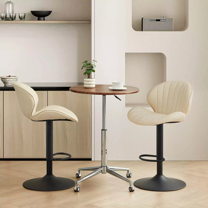 Caryol Swivel Bar Stool [Set of 2] [Height Adjustable] [PU Leather]