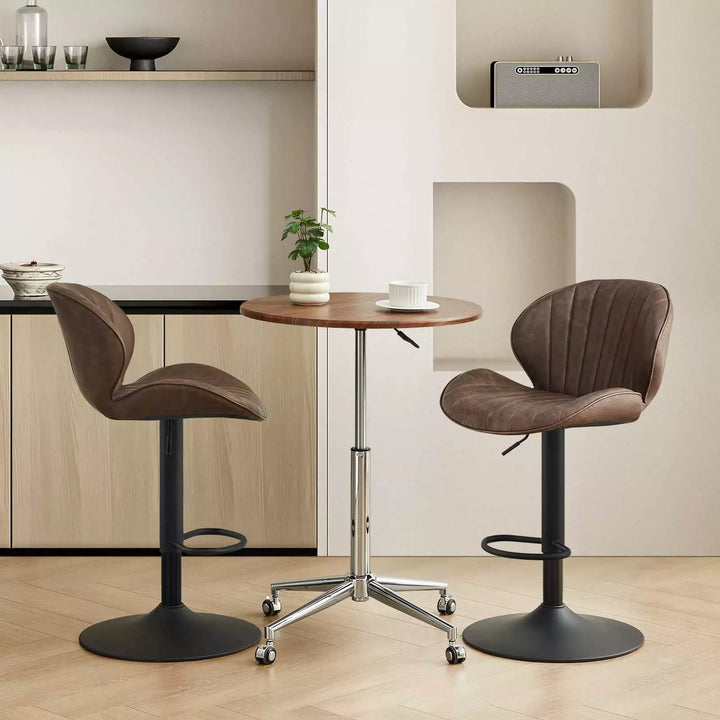 Caryol Swivel Bar Stool [Set of 2] [Height Adjustable] [PU Leather]