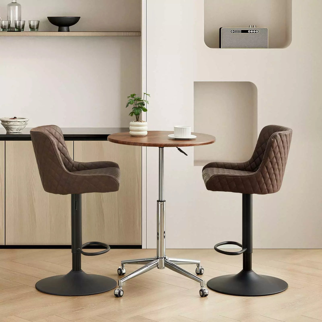 Dundas Swivel Bar Stools [Set of 2] [PU Leather] [Height Adjustable]