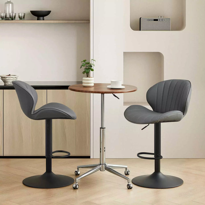 Caryol Swivel Bar Stool [Set of 2] [Height Adjustable] [PU Leather]