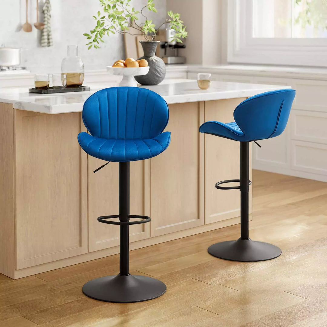 Caryol Swivel Bar Stool [Set of 2] [Height Adjustable] [Velvet]