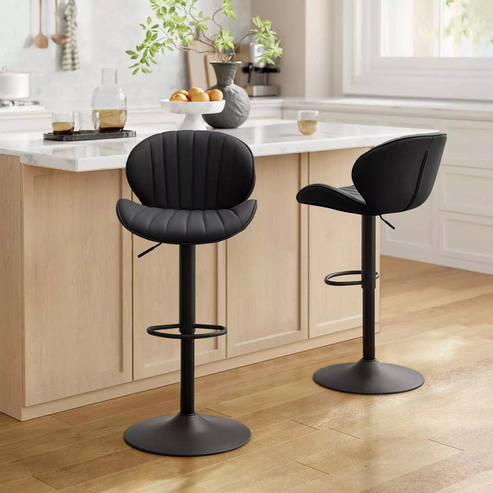 Caryol Swivel Bar Stool [Set of 2] [Height Adjustable] [PU Leather]