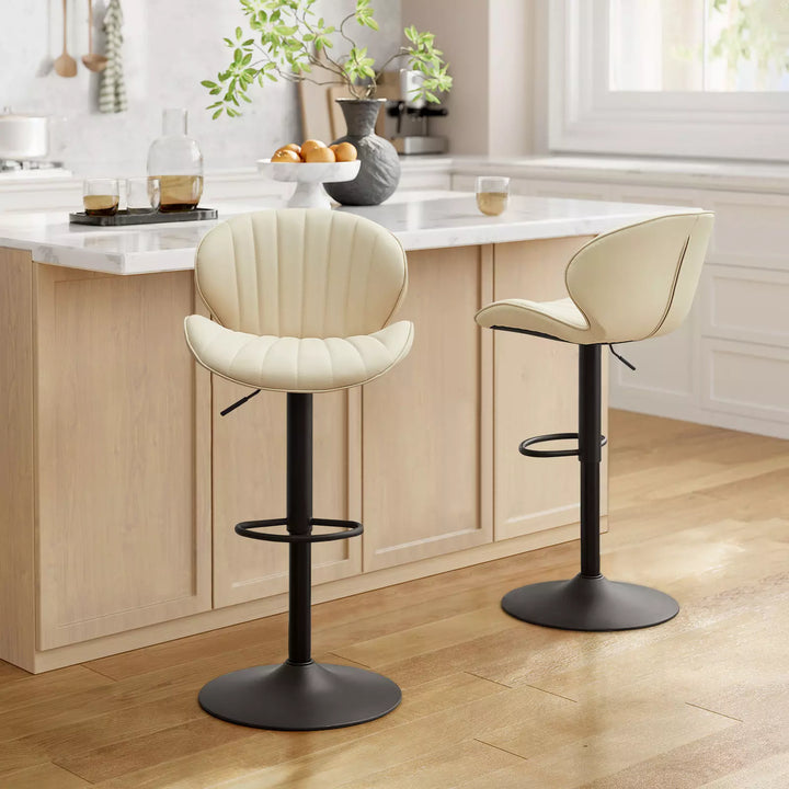 Caryol Swivel Bar Stool [Set of 2] [Height Adjustable] [PU Leather]