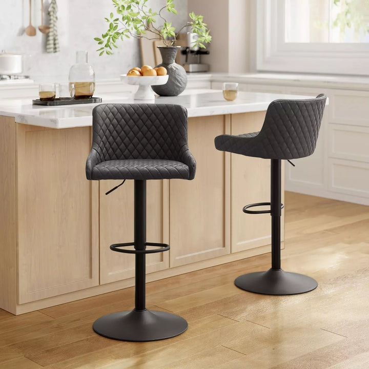 Dundas Swivel Bar Stools [Set of 2] [PU Leather] [Height Adjustable]