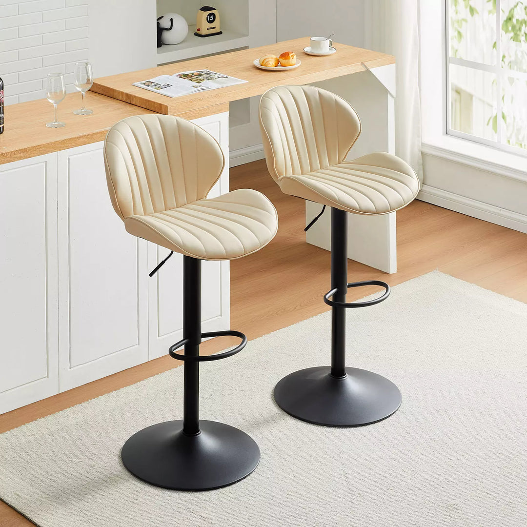 Caryol Swivel Bar Stool [Set of 2] [Height Adjustable] [PU Leather]