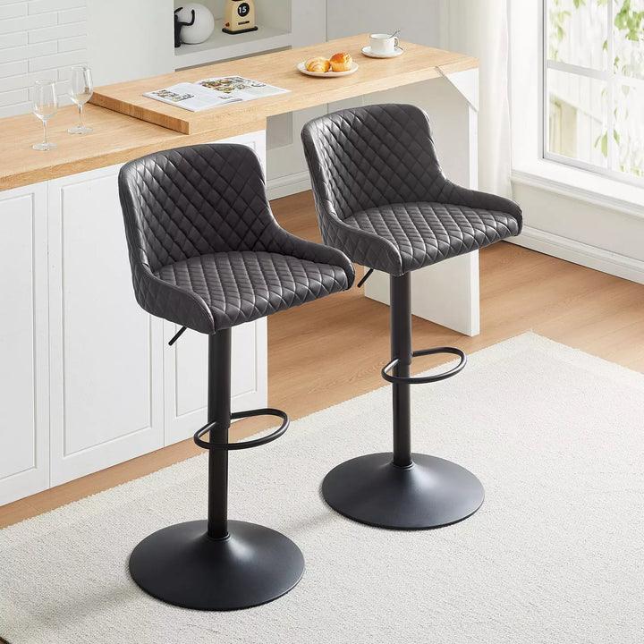 Dundas Swivel Bar Stools [Set of 2] [PU Leather] [Height Adjustable]