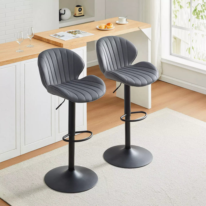 Caryol Swivel Bar Stool [Set of 2] [Height Adjustable] [Velvet]