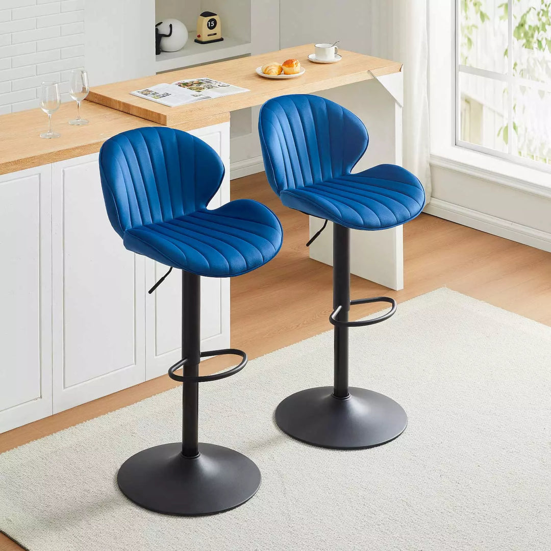 Caryol Swivel Bar Stool [Set of 2] [Height Adjustable] [Velvet]