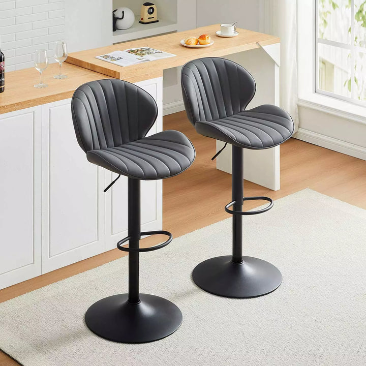 Caryol Swivel Bar Stool [Set of 2] [Height Adjustable] [PU Leather]