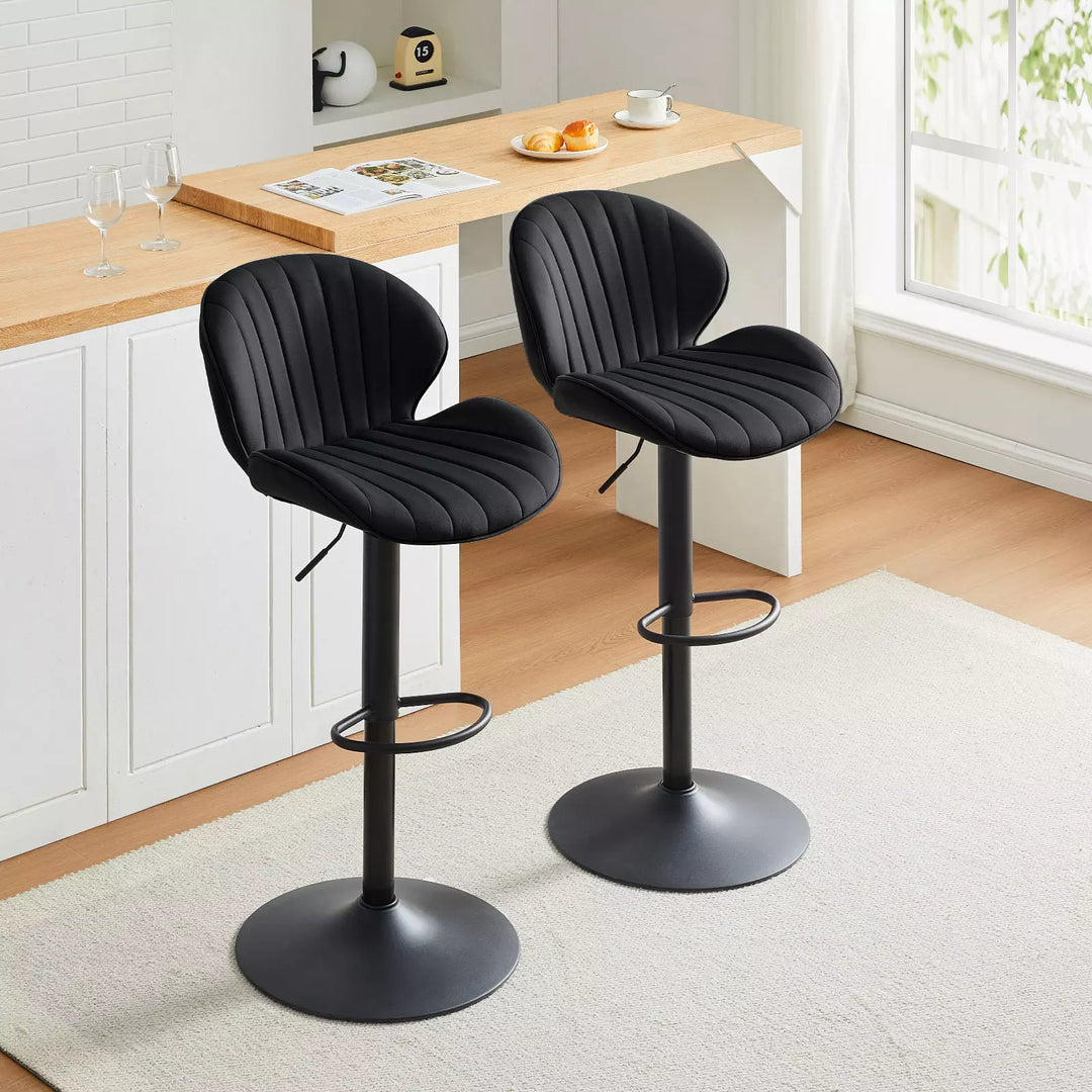 Caryol Swivel Bar Stool [Set of 2] [Height Adjustable] [Velvet]