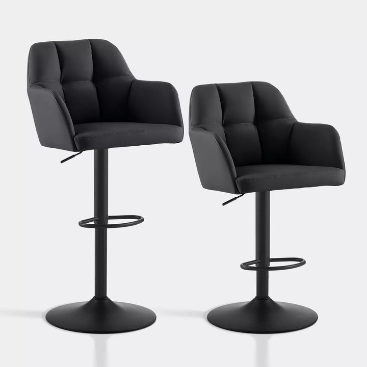 Edion Swivel Bar Stool [Set of 2] [Height Adjustable] [PU Leather]