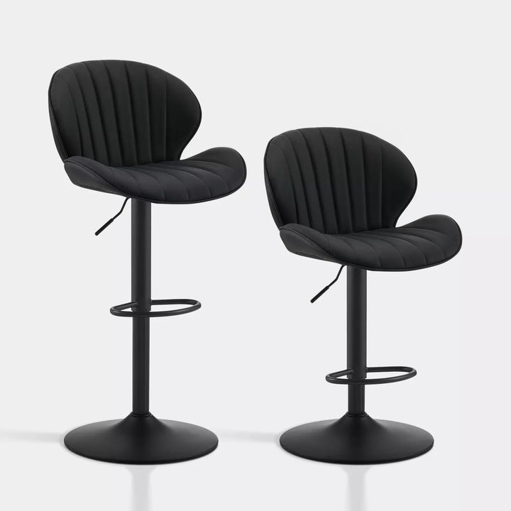 Caryol Swivel Bar Stool [Set of 2] [Height Adjustable] [PU Leather]