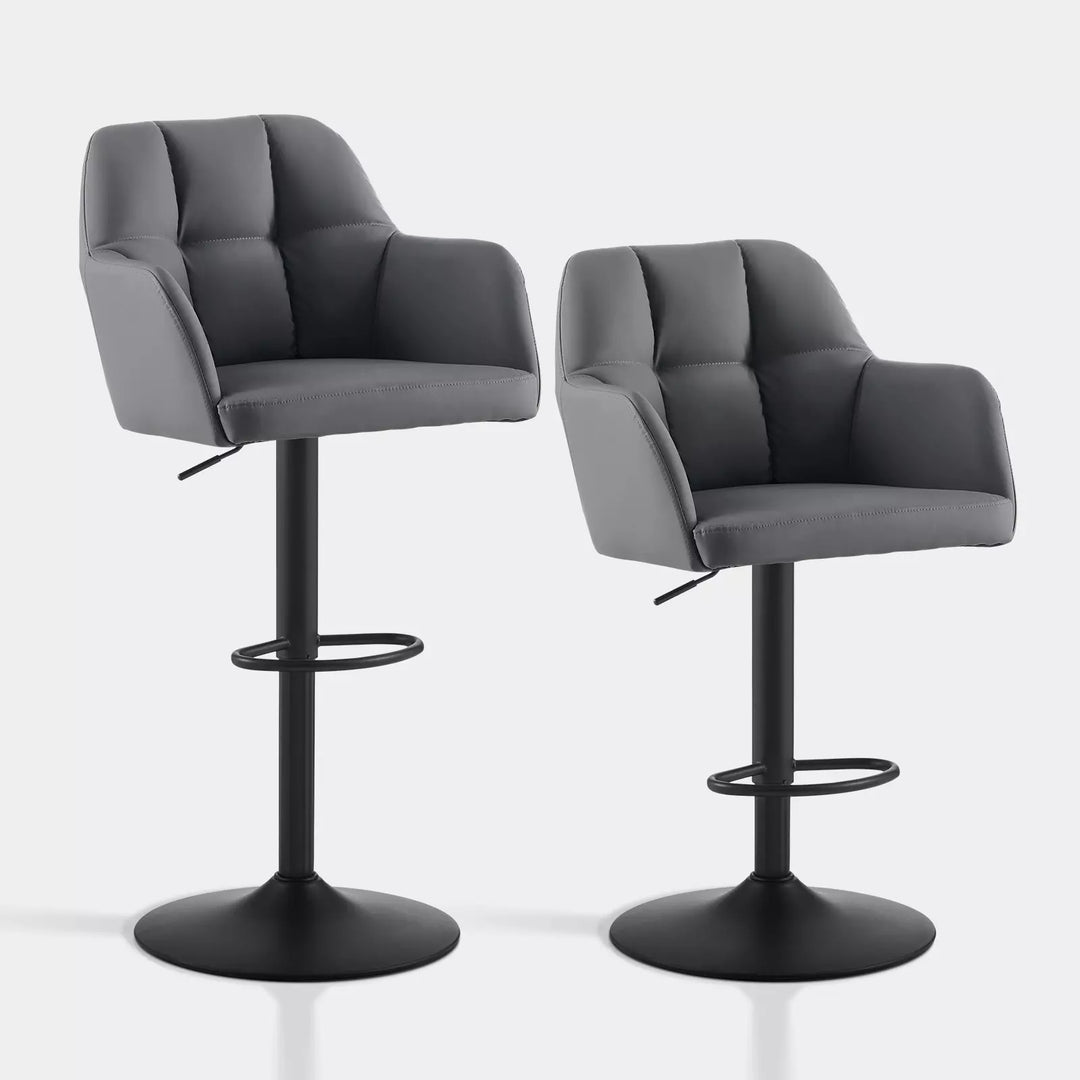 Edion Swivel Bar Stool [Set of 2] [Height Adjustable] [PU Leather]